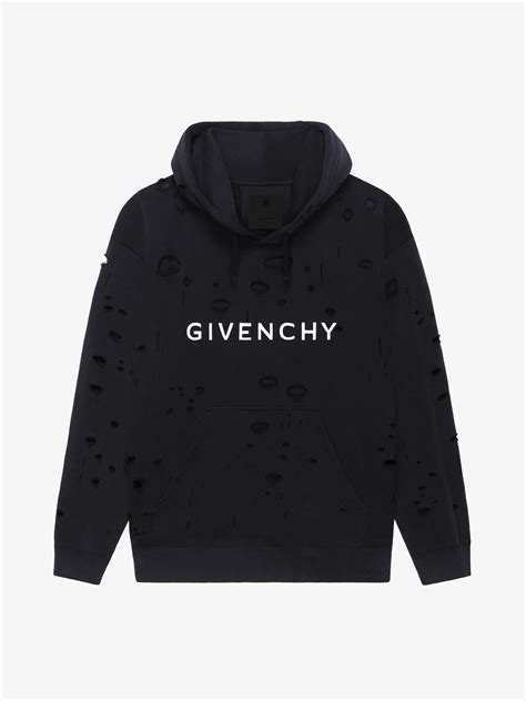 givenchy archetype hoodie with destroyed effect|GIVENCHY Archetype Cut & Layer zipped hoodie .